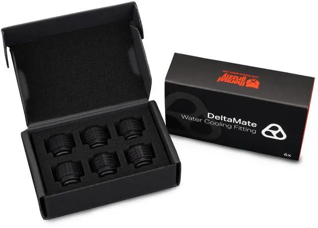 Alt view image 7 of 7 - Thermal Grizzly DeltaMate 14mm HardTube Compression Fitting - HT14 - Black - 6 Pack, G1/4, Brass (TG-DM-FIT-6014)