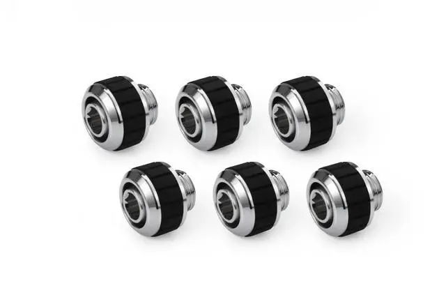 Alt view image 4 of 6 - Alphacool Apex Grip 13/10mm G1/4 SoftTube Fitting - Chrome - 6 Pack, Brass (14921)