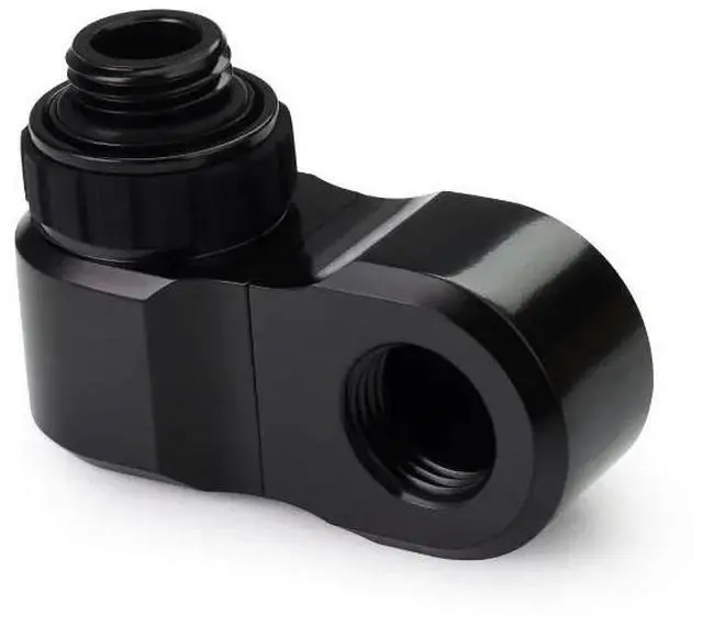 Alt view image 4 of 4 - Alphacool Apex Grip 27mm 360° G1/4 Male to Female Rotary Offset Fitting - Black, Brass (14814)
