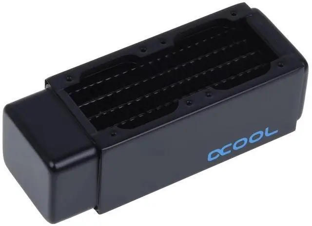 Alt view image 13 of 14 - Alphacool NexXxos XT45 Full Copper Radiator 100, 50mm x 2, Dual Fan, Black