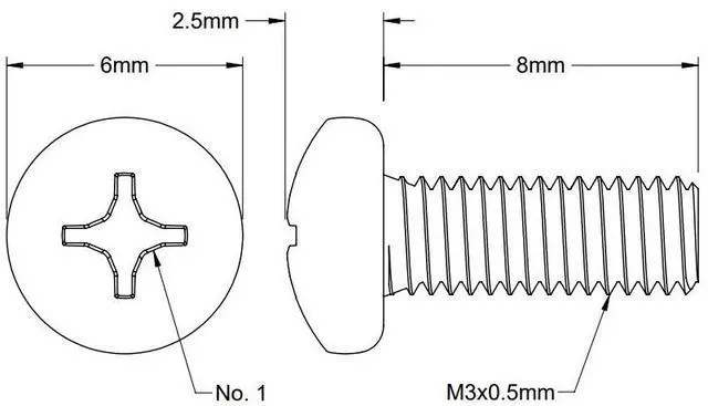 Alt view image 5 of 5 - ModMyMods M3 x 8mm Phillips Pan-Head Screw - Stainless Steel (MOD-0325)