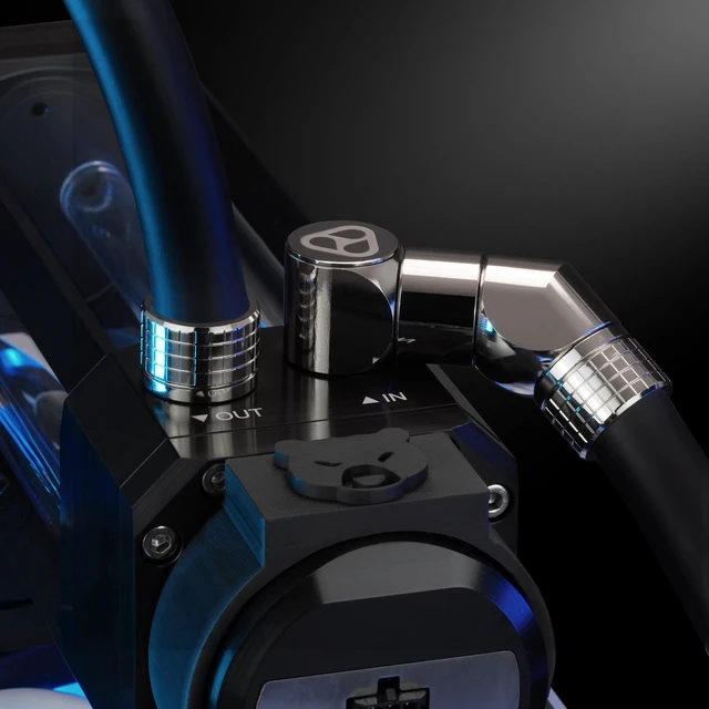 Alt view image 11 of 14 - Thermal Grizzly DeltaMate FF 90 Degree Rotary Fitting, Gloss Nickel