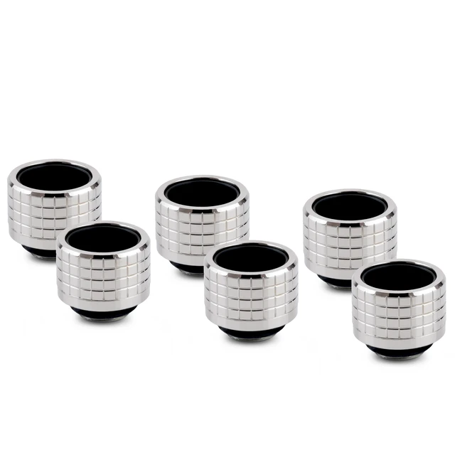 Alt view image 8 of 14 - Thermal Grizzly DeltaMate HT16 Compression Fitting for Rigid Tubing, 16mm OD, Gloss Nickel, 6-pack