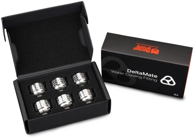 Alt view image 13 of 14 - Thermal Grizzly DeltaMate HT16 Compression Fitting for Rigid Tubing, 16mm OD, Gloss Nickel, 6-pack