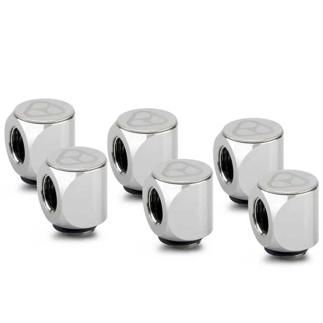 Alt view image 8 of 14 - Thermal Grizzly DeltaMate 90 Degree Rotary Fitting, Gloss Nickel, 6-pack
