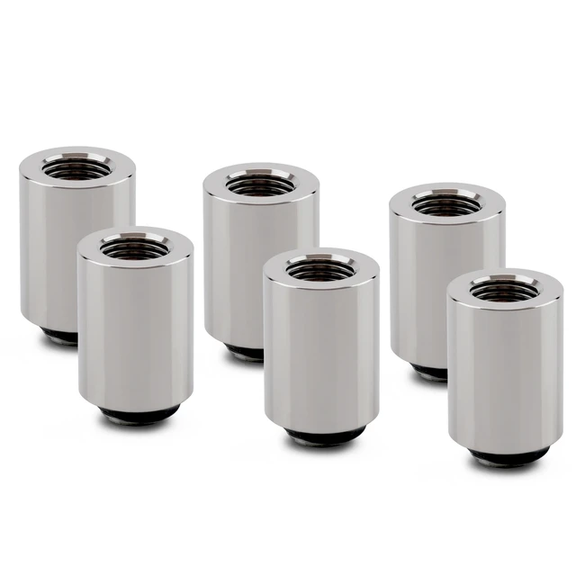 Alt view image 7 of 13 - Thermal Grizzly DeltaMate MF28 Extender Fitting, Gloss Nickel, 6-pack