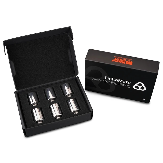 Alt view image 11 of 13 - Thermal Grizzly DeltaMate MF28 Extender Fitting, Gloss Nickel, 6-pack