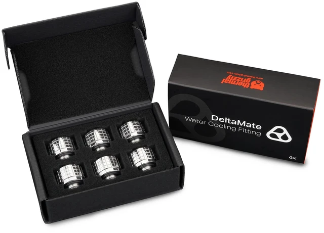 Alt view image 13 of 14 - Thermal Grizzly DeltaMate ST13 Compression Fitting for Soft Tubing, 10mm ID/13mm OD, Gloss Nickel, 6-pack