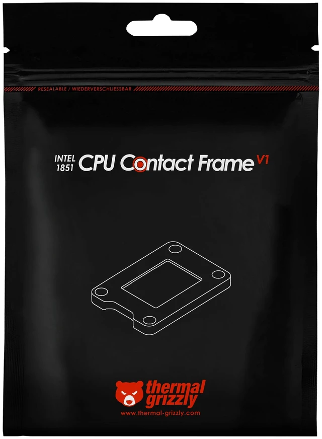 Alt view image 6 of 11 - Thermal Grizzly Intel 1851 CPU Contact Frame V1, Aluminum, Black (TG-CF-i1851-V1)