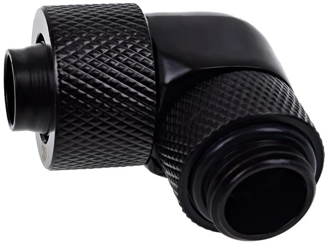 Alt view image 2 of 3 - Alphacool Eiszapfen 3/8" ID x 1/2" OD G1/4 90° Rotatable Compression Fitting - Black (17230)