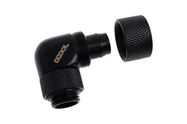Alt view image 3 of 3 - Alphacool Eiszapfen 3/8" ID x 1/2" OD G1/4 90° Rotatable Compression Fitting - Black (17230)