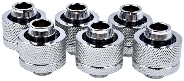 Main image of Alphacool Eiszapfen 1/2" ID x 3/4" OD G1/4 Compression Fitting - Chrome Sixpack, Brass (17241)