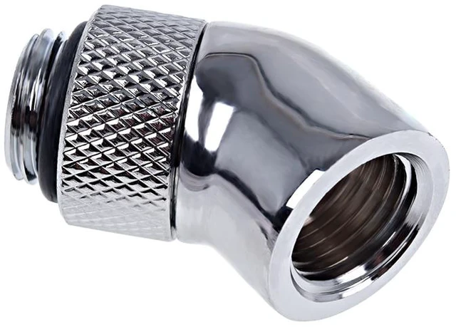 Alt view image 2 of 3 - Alphacool Eiszapfen G1/4" 45 Degree Angled Rotatable Adapter Fitting - Chrome (17247)