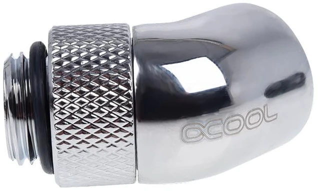 Alt view image 3 of 3 - Alphacool Eiszapfen G1/4" 45 Degree Angled Rotatable Adapter Fitting - Chrome (17247)