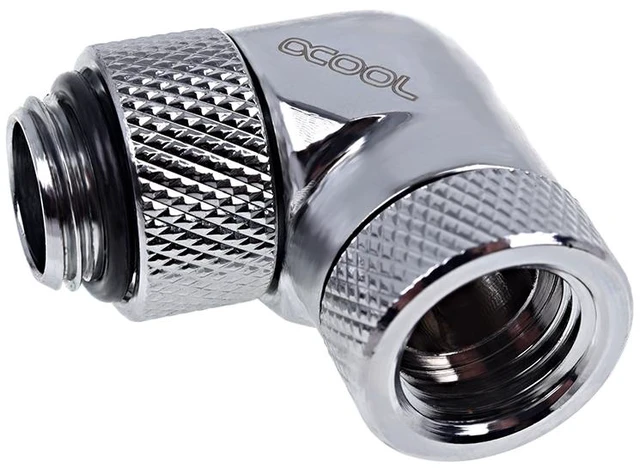 Main image of Alphacool Eiszapfen G1/4" 90° Dual Rotary Male to Female L-Connector - Chrome (17261)