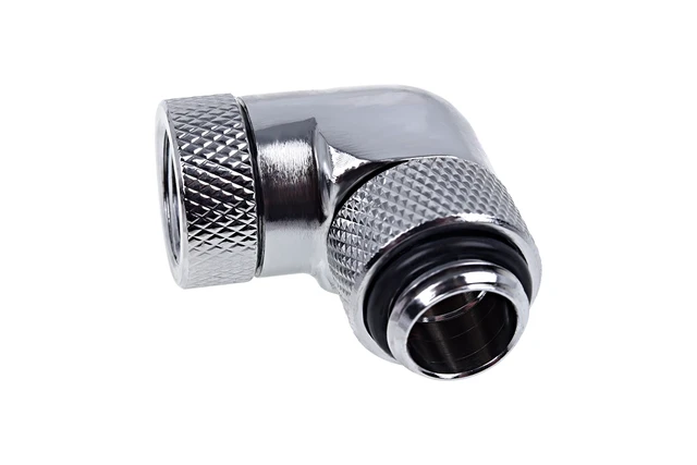 Alt view image 2 of 3 - Alphacool Eiszapfen G1/4" 90° Dual Rotary Male to Female L-Connector - Chrome (17261)