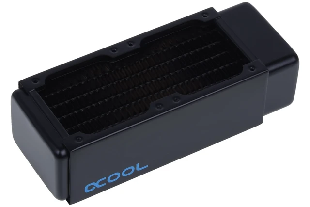 Alt view image 6 of 8 - Alphacool NexXxos XT45 Full Copper Radiator 120, 60mm x 2, Dual Fan, Black, G1/4, 45mm (1011595)