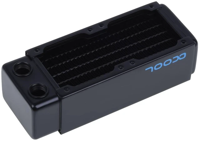 Alt view image 5 of 8 - Alphacool NexXxos XT45 Full Copper Radiator 120, 60mm x 2, Dual Fan, Black, G1/4, 45mm (1011595)