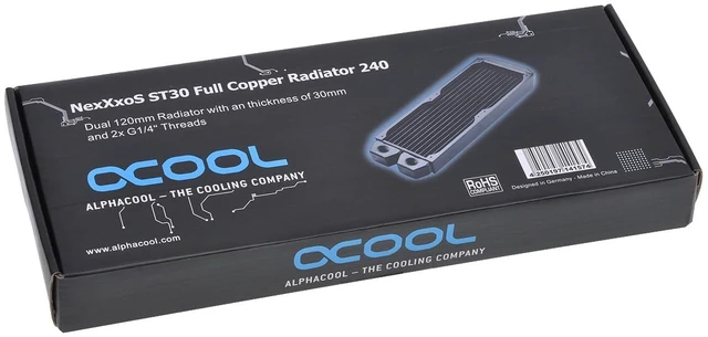 Alt view image 12 of 12 - Alphacool NexXxos ST30 Industry HPC Series 240mm Radiator, Black, 120mm, G1/4, 30mm (14248)