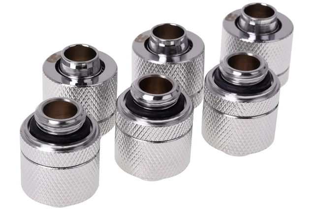 Main image of Alphacool HF G1/4 3/8"ID x 1/2"OD Compression Fitting - Chrome - Six Pack (17386)