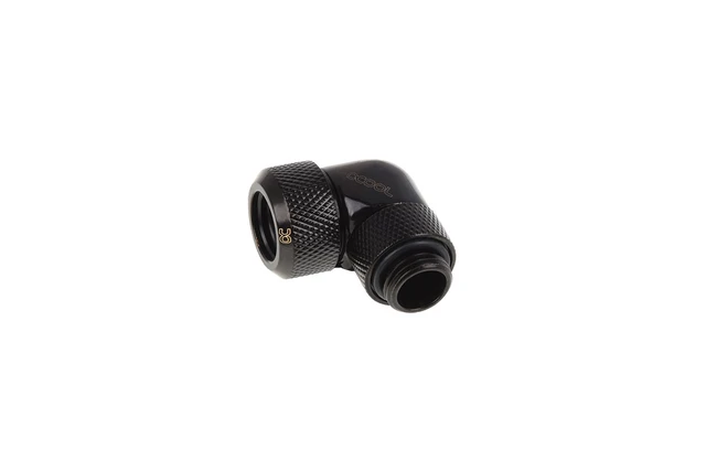 Main image of Alphacool Eiszapfen 13mm HardTube Compression Fitting 90° Rotatable G1/4 - Knurled - Deep Black (17393)