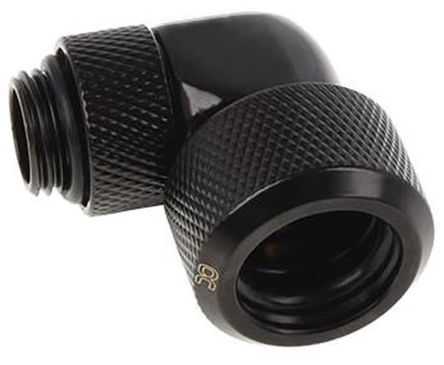 Alt view image 10 of 12 - Alphacool Eiszapfen 16mm HardTube compression fitting 90° rotatable G1/4 for plexi- brass tubes (rigid or hard tubes) - knurled - deep black