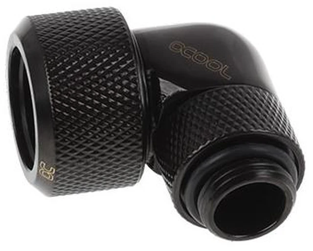 Alt view image 11 of 12 - Alphacool Eiszapfen 16mm HardTube compression fitting 90° rotatable G1/4 for plexi- brass tubes (rigid or hard tubes) - knurled - deep black
