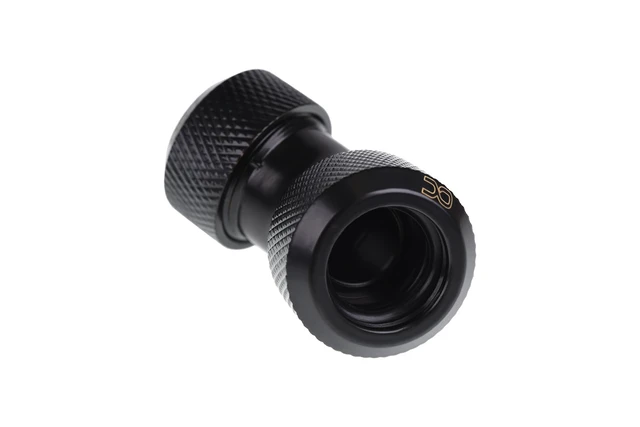 Alt view image 7 of 7 - Alphacool Eiszapfen 13mm HardTube Compression Fitting 45° L-connector for Plexi/Brass Tubes - Knurled - Deep Black (17403)