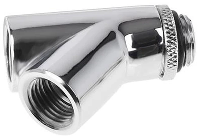 Alt view image 3 of 4 - Alphacool Eiszapfen Y-Connector 45° Rotatable G1/4 Outer Thread to 2x G1/4 Inner Thread - Chrome (17400)