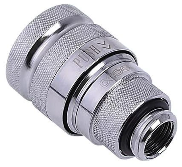 Alt view image 2 of 4 - Alphacool 17439 Eiszapfen Quick Release Connector Female G1/4 Outer Thread - Chrome Water Cooling Fittings, Brass