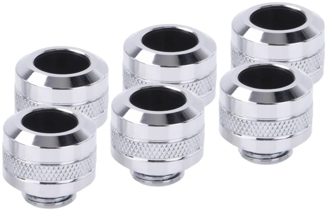 Main image of Alphacool Eiszapfen PRO 13mm HardTube Fitting G1/4 - Six Pack - Chrome (17474)