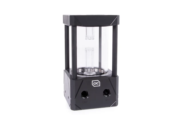 Alt view image 9 of 15 - Alphacool Eisbecher Aurora 150mm Glass Reservoir with D5 Body (Pump Not Included), Black/acetal, G1/4 (15382)