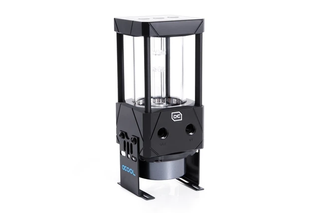 Alt view image 14 of 15 - Alphacool Eisbecher Aurora 150mm Glass Reservoir with D5 Body (Pump Not Included), Black/acetal, G1/4 (15382)