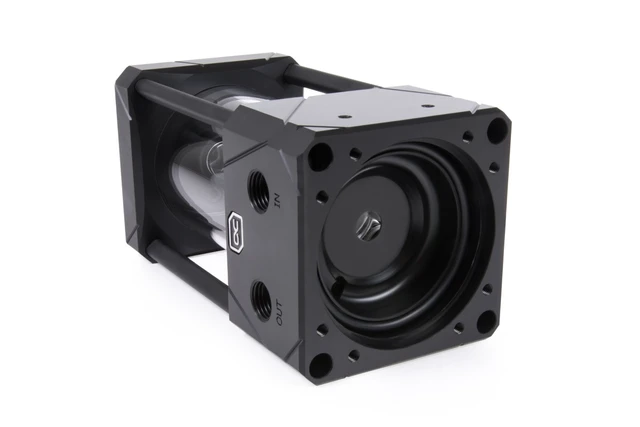 Alt view image 13 of 15 - Alphacool Eisbecher Aurora 150mm Glass Reservoir with D5 Body (Pump Not Included), Black/acetal, G1/4 (15382)