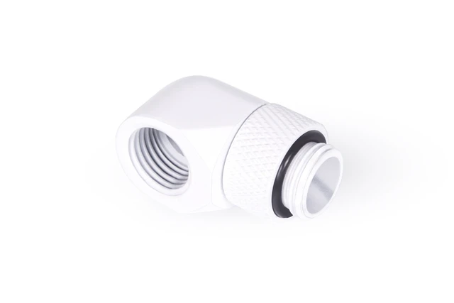 Alt view image 10 of 12 - Alphacool 17485 Eiszapfen L-Connector Rotatable G1/4 Outer Thread to G1/4 Inner Thread - Whit, Brass, White