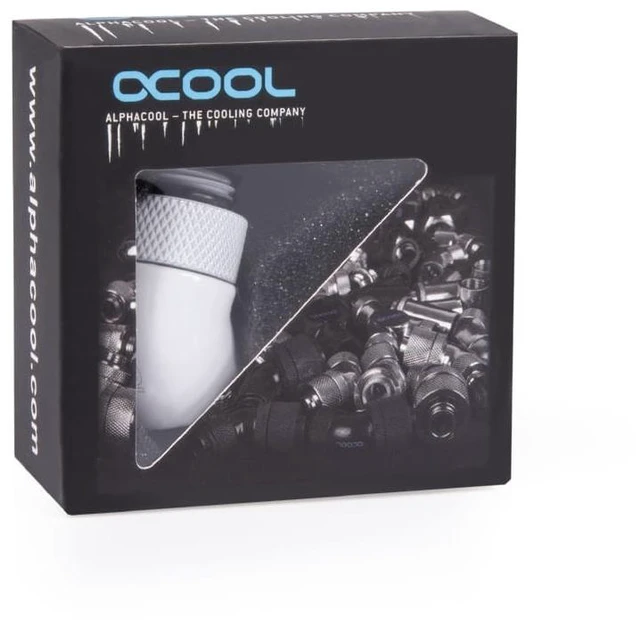 Alt view image 13 of 13 - Alphacool 17487 Eiszapfen Angled Adaptor 45 Rotatable G1/4 Outer Thread to G1/4 Nner Thread - White, Brass