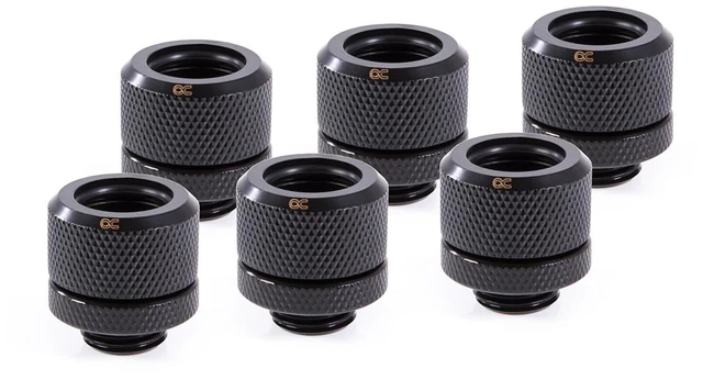 Alt view image 6 of 10 - Alphacool Eiszapfen Hardtube G1/4" Fitting, 14mm OD, Deep Black, 6-Pack, 14/11mm, Brass (1019798)