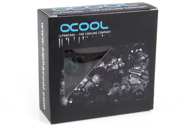 Alt view image 10 of 10 - Alphacool Eiszapfen Hardtube G1/4" Fitting, 14mm OD, Deep Black, 6-Pack, 14/11mm, Brass (1019798)