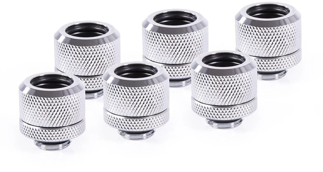Main image of Alphacool Eiszapfen 14mm HardTube Compression Fitting G1/4 - Knurled - Chrome - Sixpack (17554)
