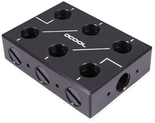 Main image of Alphacool ES Distro Plate C3 - Black / Dark Blue, Acetal (12994)