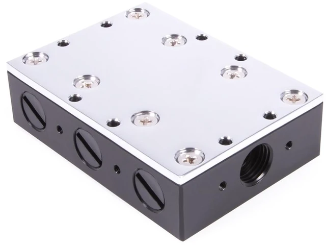 Alt view image 2 of 7 - Alphacool ES Distro Plate C3 - Black / Dark Blue, Acetal (12994)