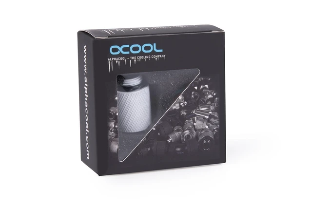 Alt view image 3 of 5 - Alphacool Eiszapfen G1/4" Male to Female Extender Fitting - 20mm - White, Brass (17568)