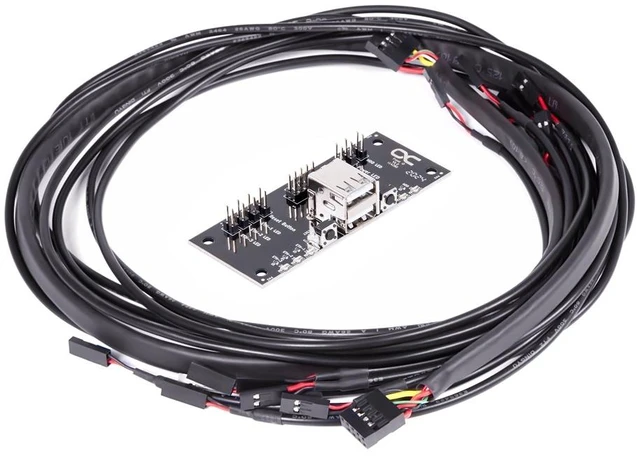 Main image of Alphacool Front I/O-Panel with USB 2.0 and Cable Kit for Servercases (25054)