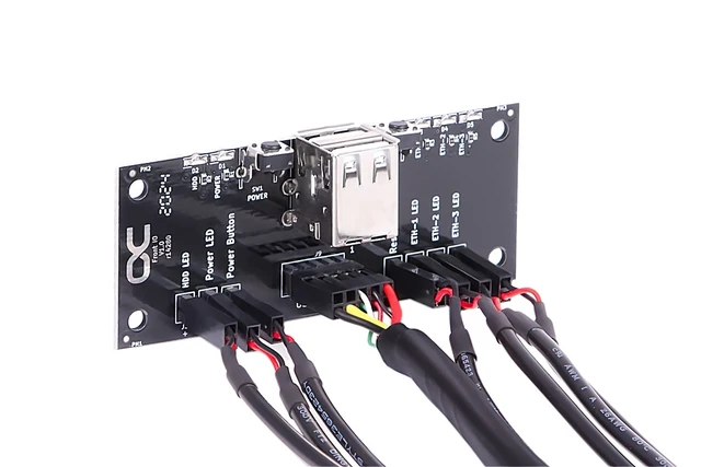 Alt view image 2 of 4 - Alphacool Front I/O-Panel with USB 2.0 and Cable Kit for Servercases (25054)