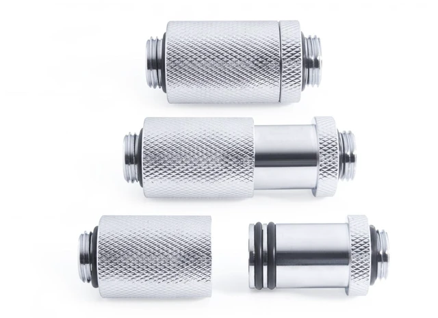 Alt view image 2 of 4 - Alphacool ES D-Plug 31.5mm G1/4 Male to Male Resizable Fitting - Chrome, Brass (17587)