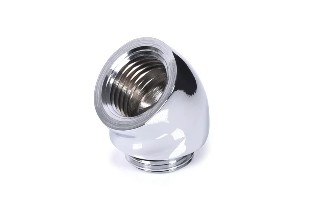 Alt view image 2 of 3 - Alphacool Eiszapfen Angled Adapter 45 G1/4 OT to G1/4 IT - Chrome, Brass (17591)