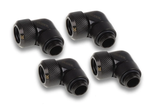 Main image of Alphacool Eiszapfen 13mm HardTube compression fitting 90 rotatable G1/4 for Acryl/Brass Tubes - Bl, Black (1022481)
