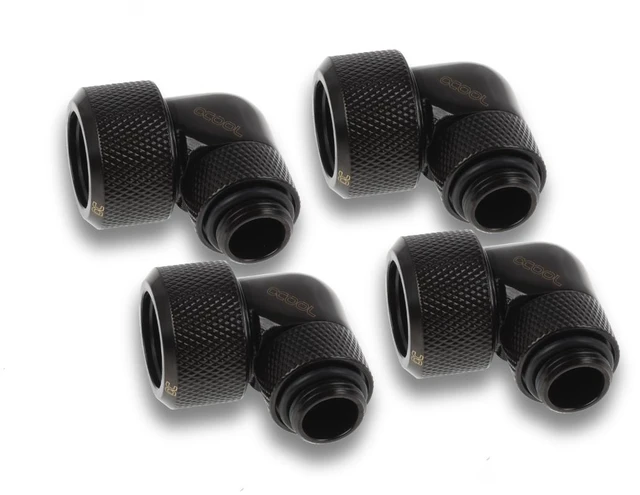 Main image of Alphacool Eiszapfen 16mm HardTube Compression Fitting 90 Rotary G1/4 for Acryl/Brass Tubes - Black (1022483)