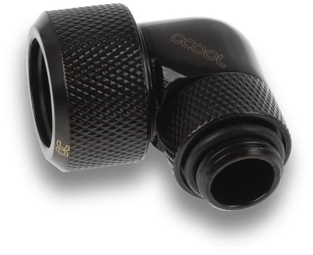 Alt view image 2 of 9 - Alphacool Eiszapfen 16mm HardTube Compression Fitting 90 Rotary G1/4 for Acryl/Brass Tubes - Black (1022483)