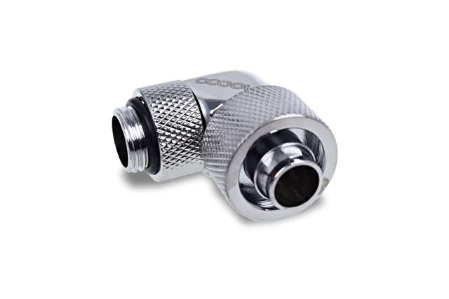 Alt view image 2 of 9 - Alphacool Eiszapfen 16/10mm Compression Fitting 90 Rotatable G1/4 - Chrome - Four Pack (17614)